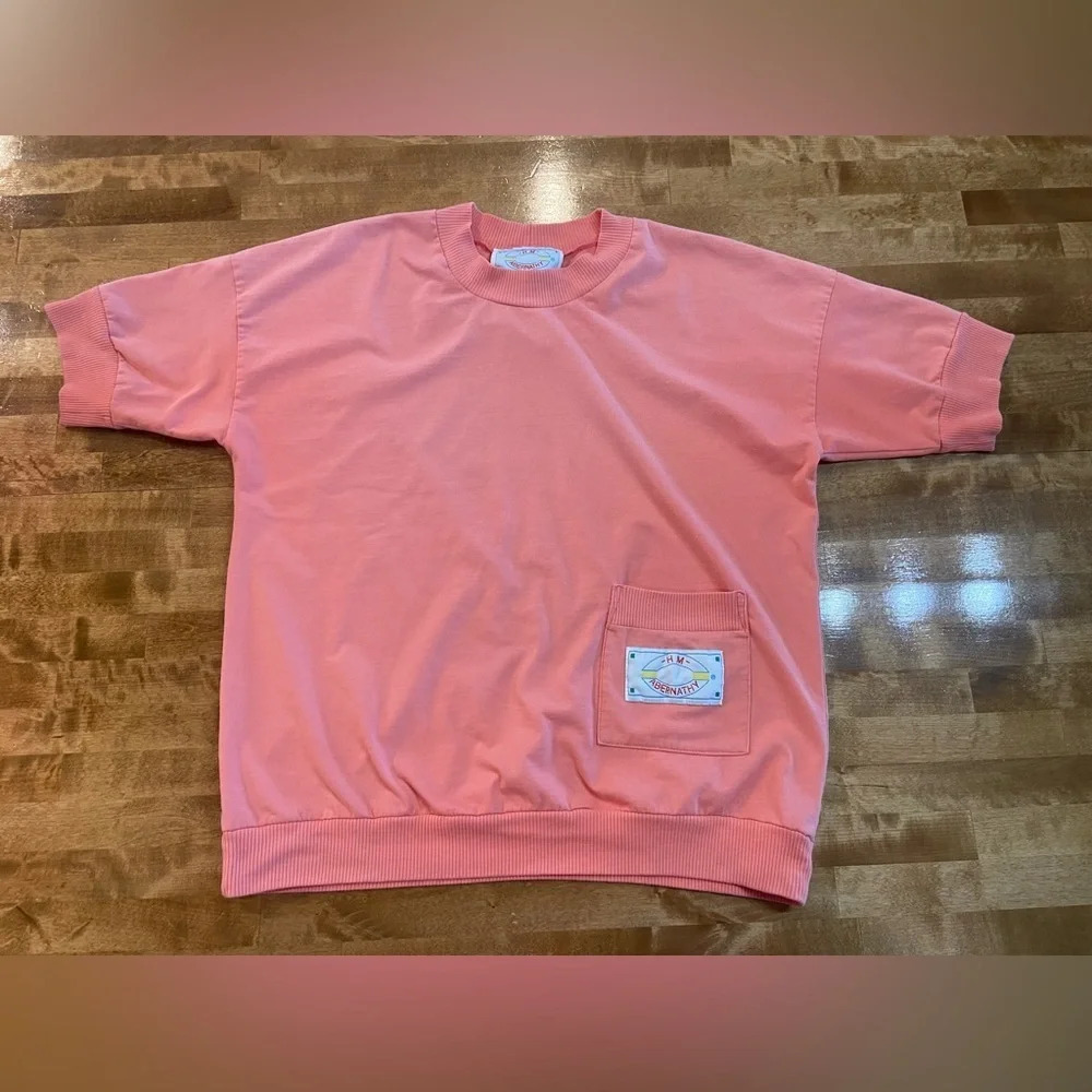 HM‎ ABERNATHY Vintage 80s Peach Pullover Short Sleeve Lightweight Top Small - Picture 3 of 8